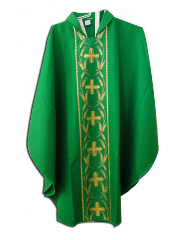 Casulla Estampada Con Galon Cruces Y...