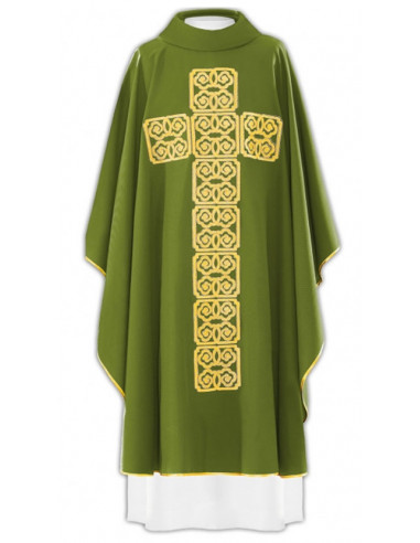 Casulla Bordada Tela Rejilla Blanca...