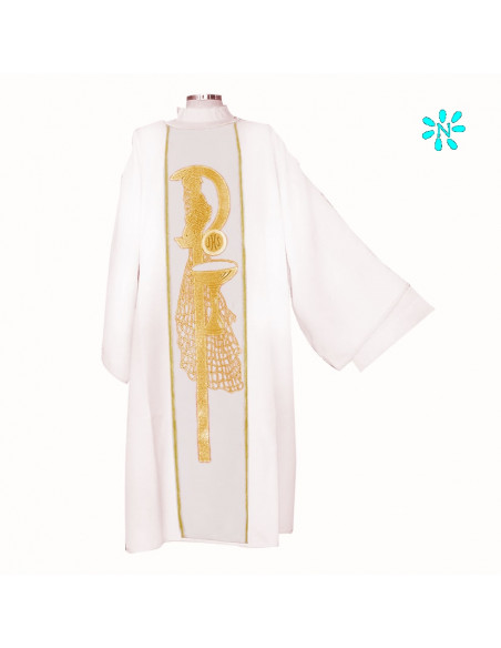 Dalmatica Estampada Con Galon Pax Caliz Forma Y Una Red De Fondo