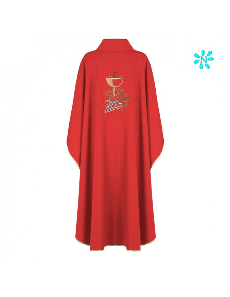 Casulla Bordada Caliz Con Hojas De Parra Kor/208 Roja
