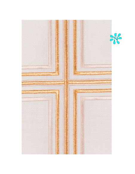 Casulla Estilo Arpillera Cruz Central Con Ribete Cuello Redondo Kor/220