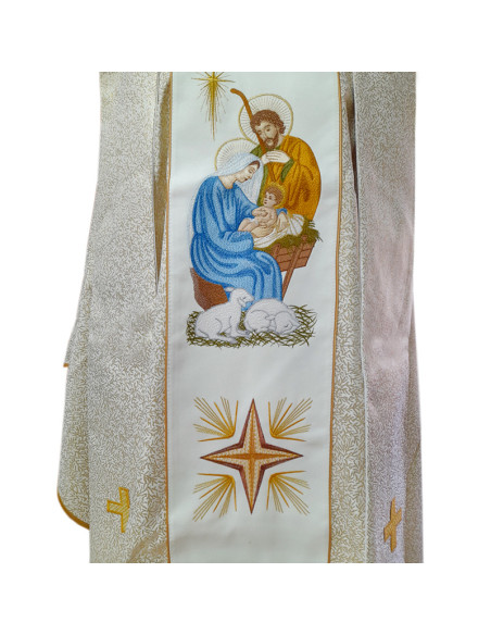 Casulla Adamascada Sagrada Familia Con Estrellas