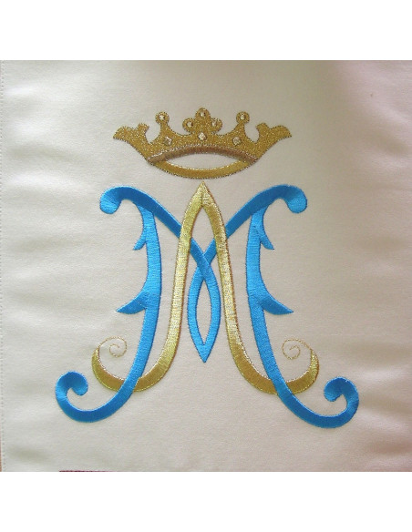 Casulla Virgen Fatima Bordada Kzo/170 Con Galon Rectangular Adorno Floral
