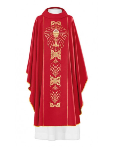 Casulla Estampada Con Galon Cruz...