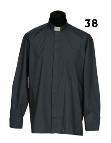 Camisa Sacerdote Negra ML Talla 38