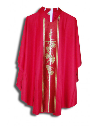 Casulla Estampada Con Galon Cruz...