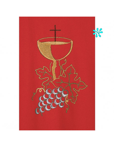 Casulla Bordada Caliz Con Hojas De Parra Kor/208 Roja
