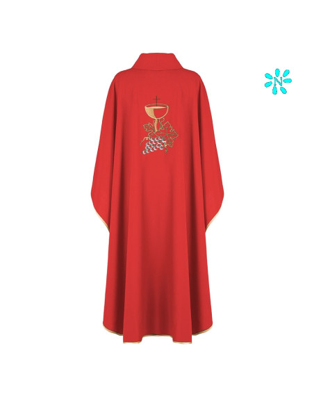 Casulla Bordada Caliz Con Hojas De Parra Kor/208 Roja