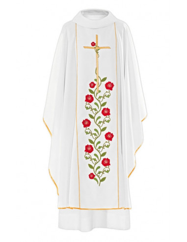 Casulla Bordada Cruz Con Rosal Kor 078