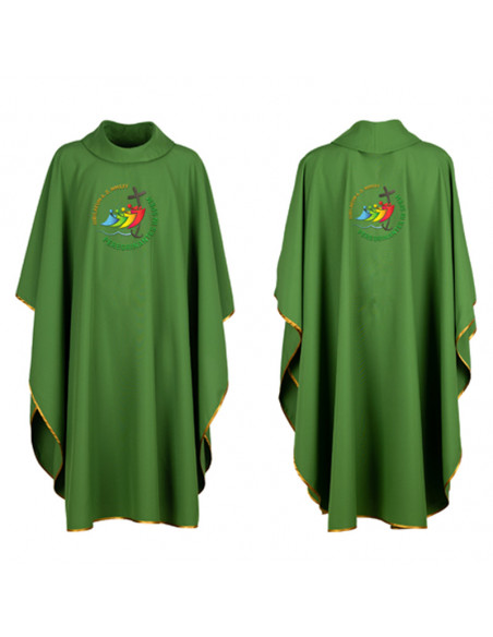 Casulla Virgen Fatima Bordada Kzo/170 Con Galon Rectangular Adorno Floral