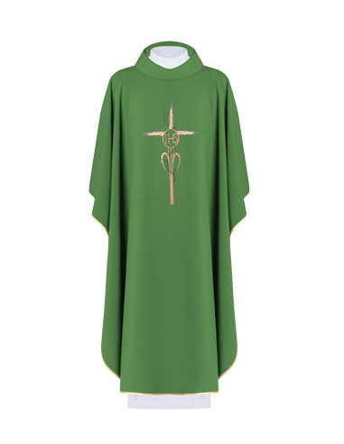 Casulla Bordada Jhs Con Espigas Y...