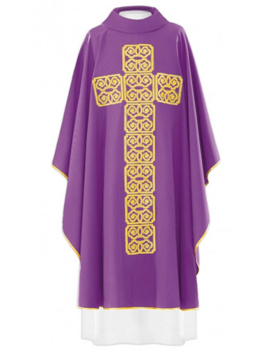 Casulla Bordada Tela Rejilla Blanca...