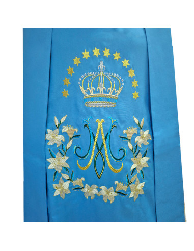 Casulla Bordada Mariana Azul Corona...