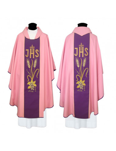 Casulla Bordada Jhs Con Cruz Sobre...