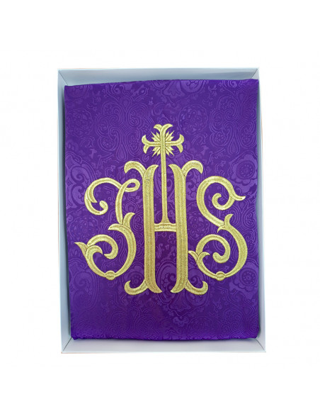 Casulla Adamascada Bordada Jhs Roja