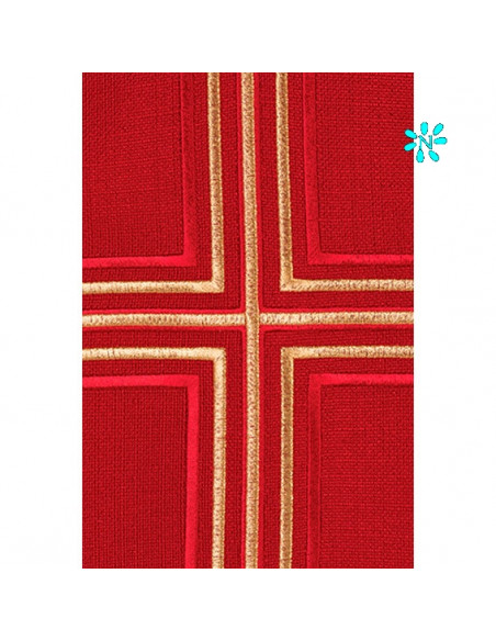 Casulla Estilo Arpillera Cruz Central Con Ribete Cuello Redondo Kor/220 Rojo