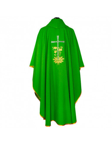 Casulla Cruz Larga Con Hojas De Parra...