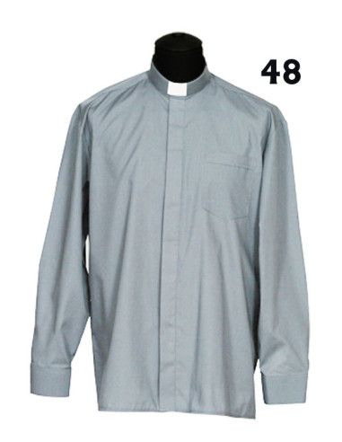 Camisa Sacerdote Gris Claro Ml Talla 48