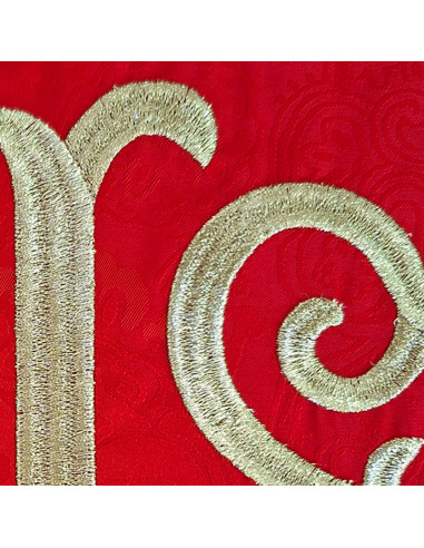 Casulla Adamascada Bordada Jhs Roja