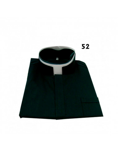Camisa Sacerdote Negra Cuello Romano ML Talla 50