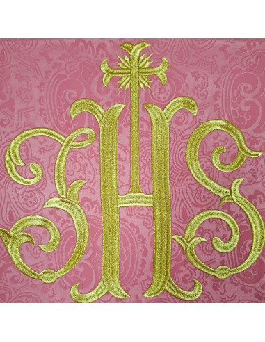 Casulla Adamascada Bordada Jhs Rosa