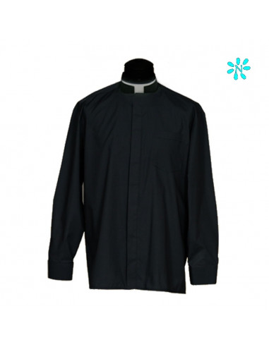 Camisa Sacerdote Cuello Romano Manga Larga