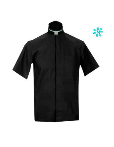 Camisa Sacerdote Cuello Romano Manga Corta