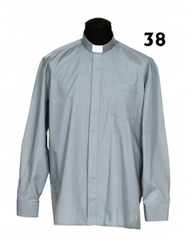 Camisa Sacerdote Gris Claro Ml Talla 38