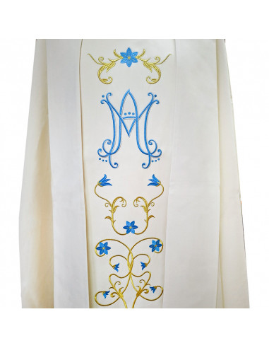 Casulla Bordada Mariana Flores Azules...