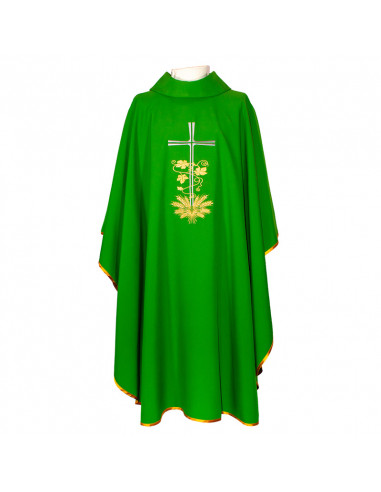 Casulla Cruz Larga Con Hojas De Parra...