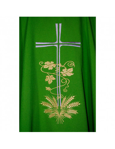 Casulla Cruz Larga Con Hojas De Parra...
