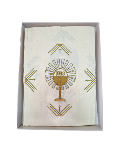 Casulla Adamascada Bordada Jhs Morada