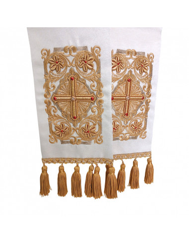 Estola Bordada Cruz Con Pedreria Roja...