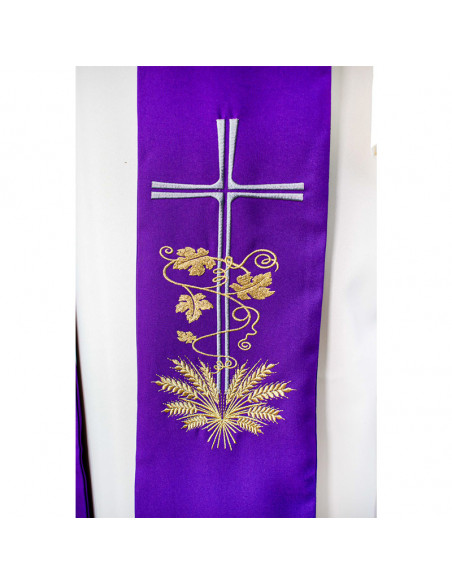 Conjunto 4 Estolas Cruz Con hojas de parra y espigas en la base