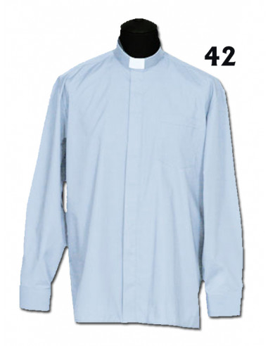 Camisa Sacerdote Celeste Ml Talla 42