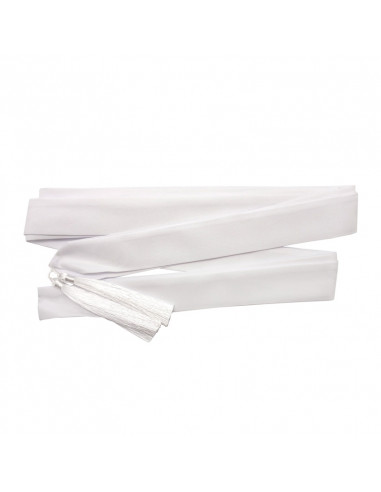 Cingulo Tela Blanco Con Borlas 4cm Y 4 Meros Largo