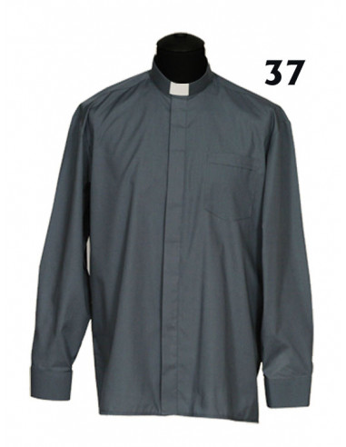 Camisa Sacerdote Gris Oscuro ML Talla 38