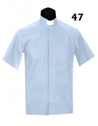 Camisa Sacerdote Celeste Mc Talla 47