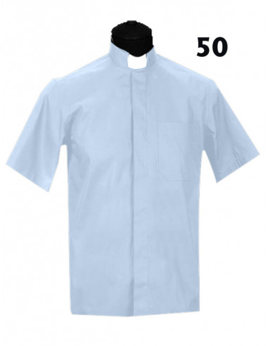 Camisa Sacerdote Celeste Mc Talla 50