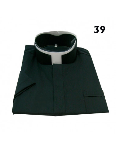 Camisa Sacerdote Negra Cuello Romano...