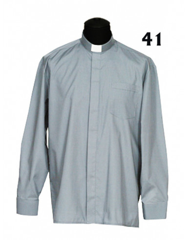 Camisa Sacerdote Gris Claro Ml Talla 41