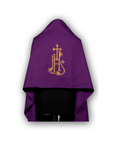 Paño De Hombros Morado Bordado Jhs Con Uvas Y Espigas N326