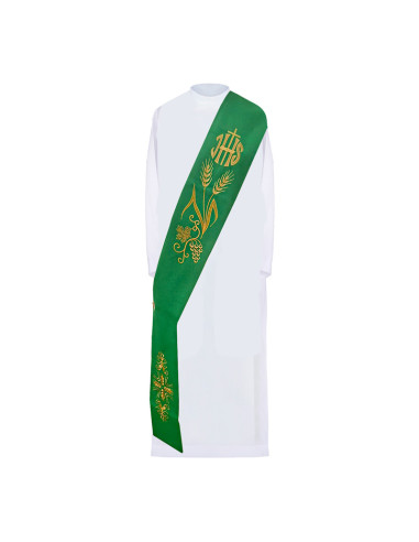 Estola Diaconal Verde Bordada Jhs