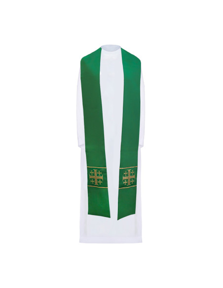 Estola Reversible Verde- Blanca Estampada Cruz Griega