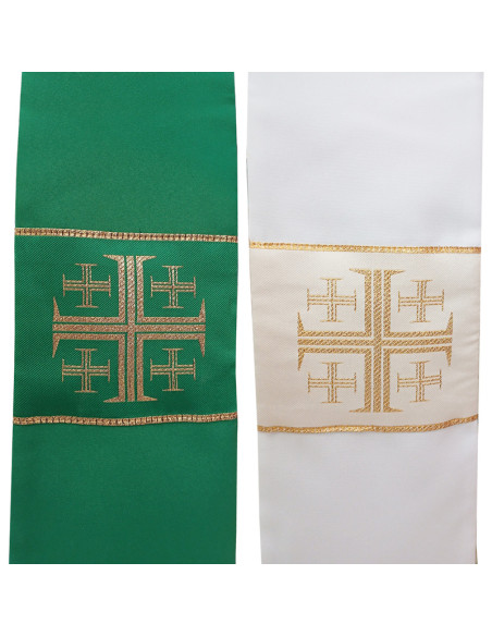 Estola Reversible Verde- Blanca Estampada Cruz Griega