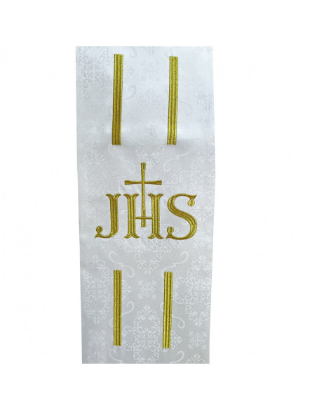 Estola Diaconal Blanca Bordada Jhs