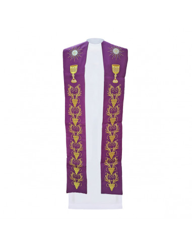 Estola Diaconal Blanca Bordada Jhs