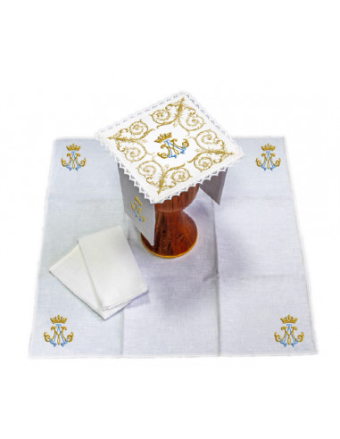 Juego De Altar Lino Bordado JHS Dentro Circulo sdm003