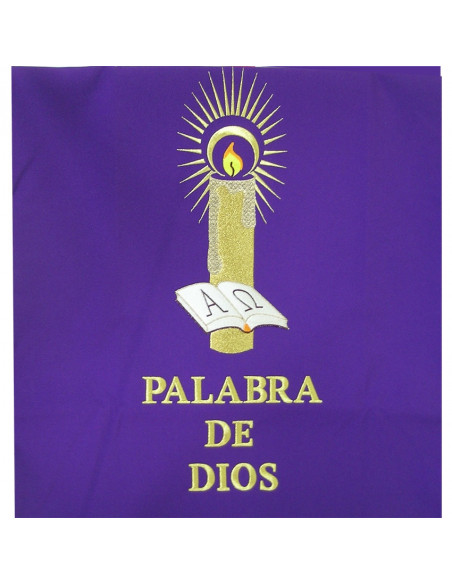 Cubre Ambon Bordado Vela Con Libro Y Texto Palabra De Dios Kzs/694 Morado