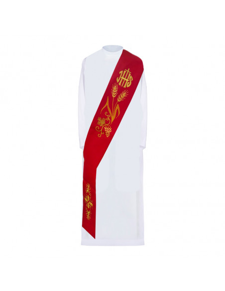 Estola Diaconal Roja Bordada Jhs